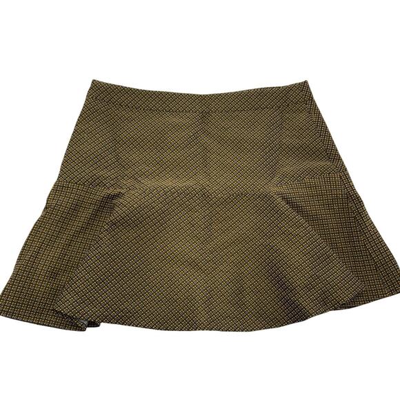 Club Monaco Skirt Womens 4 Gold Yellow Flare Mini Geometric Print Polyester - Picture 2 of 7
